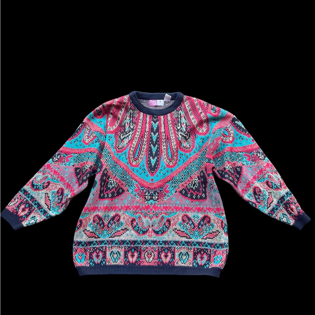 Vintage Multi-Coloured Paisley Pattern Knit Sweater